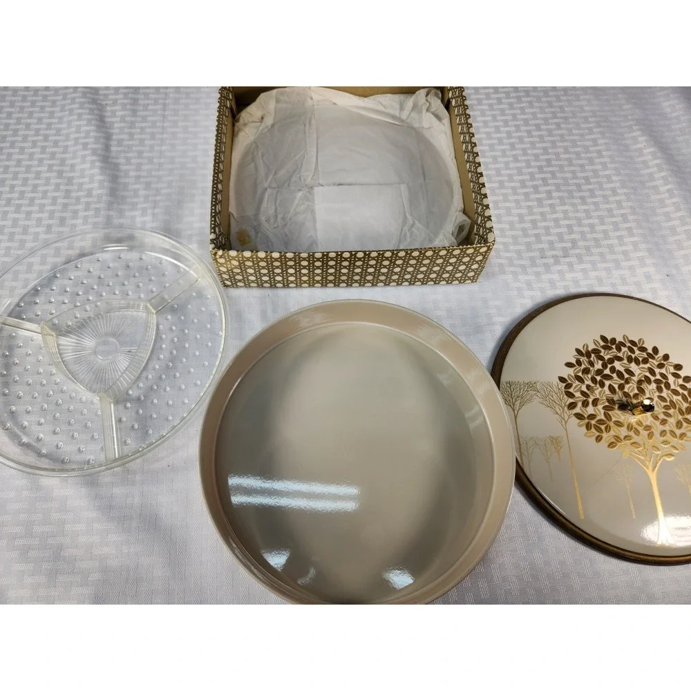 VTG MCM Otagiri Japan Golden Mist Laquerware  Trinket/Candy/Relish W/ Sections